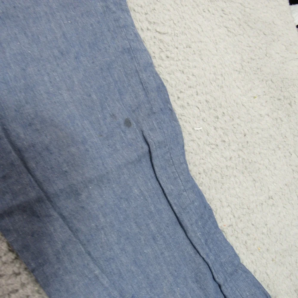 J.Crew Bowery Slim Baird McNutt Irish Linen Blue Herringbone Pants Mens 34x32